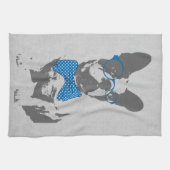 Cute grappige trendy beest Franse bulldog Theedoek (Horizontaal)