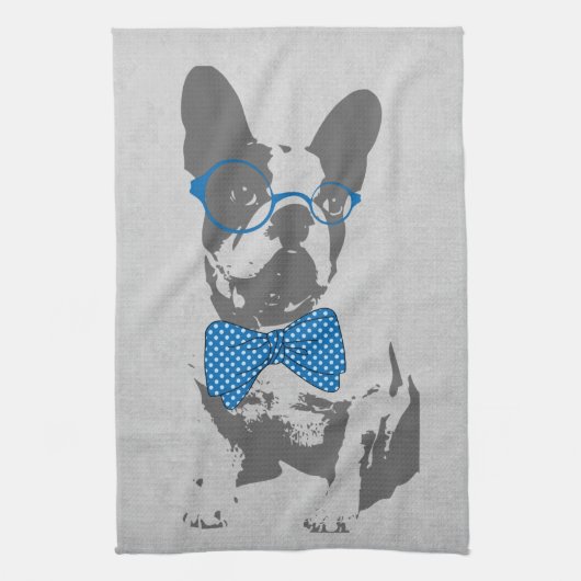 Cute grappige trendy beest Franse bulldog Theedoek (Verticaal)