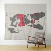 Cute grappige trendy beest Franse bulldog Wandkleed (In Situ (horizontaal))
