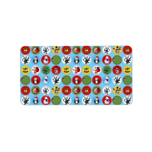 Cute grappige trendy kerstpersonages patroon etiket (Voorkant)