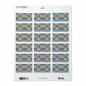 Cute grappige trendy kerstpersonages patroon etiket (Full Sheet)
