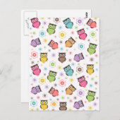 Cute grappige trendy owls en bloesem briefkaart (Voorkant / Achterkant)