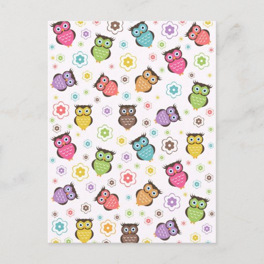 Cute grappige trendy owls en bloesem briefkaart (Voorkant)