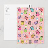 Cute grappige trendy owls en bloesem briefkaart (Voorkant / Achterkant)