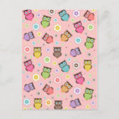 Cute grappige trendy owls en bloesem briefkaart (Voorkant)