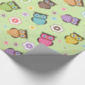 Cute grappige trendy owls en bloesem cadeaupapier (Hoek)