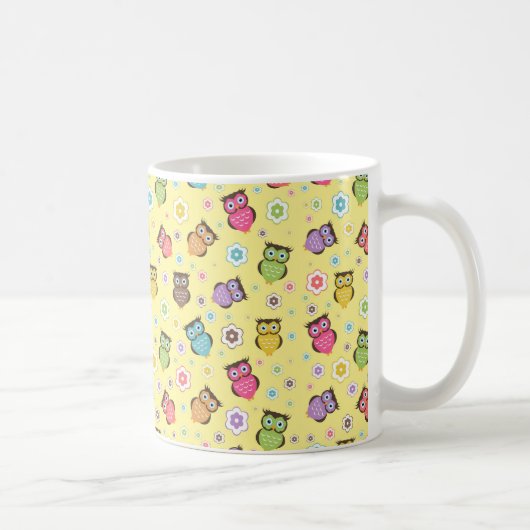 Cute grappige trendy owls en bloesem koffiemok (Rechts)