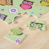 Cute grappige trendy owls en bloesem legpuzzel (Zijkant)