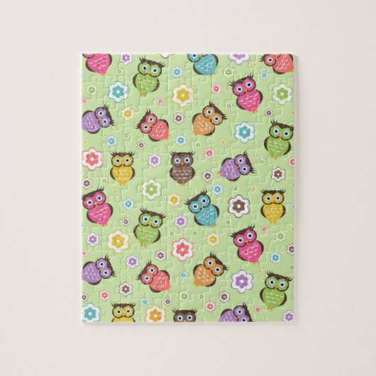 Cute grappige trendy owls en bloesem legpuzzel (Verticaal)