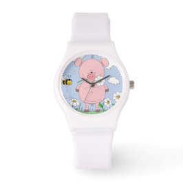 Cute grappige varkenscartoon horloge