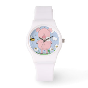 Cute grappige varkenscartoon horloge