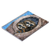 Cute grappige wasberen wintersneeuwboekje notitieboek (Linkerzijde)