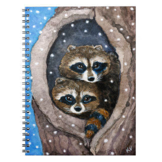 Cute grappige wasberen wintersneeuwboekje notitieboek