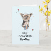 Cute grappige Yorkshire Terrier, Yorkie Moederdag Kaart (Gele Bloem)
