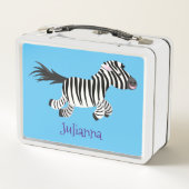 Cute grappige zebra lopende illustratie van cartoo (Achterkant)