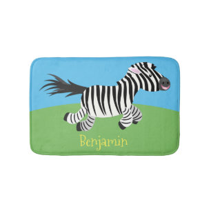 Cute grappige zebra lopende illustratie van cartoo badmat