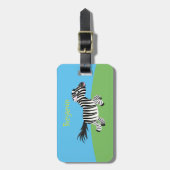 Cute grappige zebra lopende illustratie van cartoo bagagelabel (Voorkant verticaal)