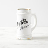 Cute grappige zebra lopende illustratie van cartoo bierpul (Voorkant rechts)
