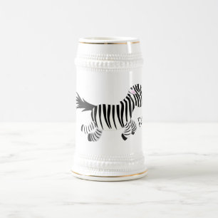 Cute grappige zebra lopende illustratie van cartoo bierpul