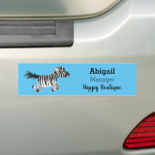 Cute grappige zebra lopende illustratie van cartoo bumpersticker (Op auto)