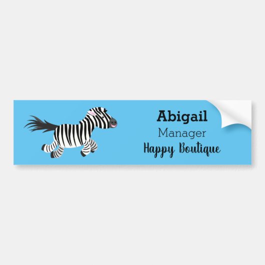 Cute grappige zebra lopende illustratie van cartoo bumpersticker (Voorkant)