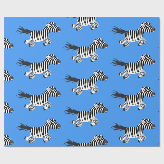 Cute grappige zebra lopende illustratie van cartoo cadeaupapier (Vlak)