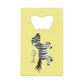Cute grappige zebra lopende illustratie van cartoo creditkaart flessenopener (Voorkant)