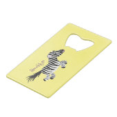 Cute grappige zebra lopende illustratie van cartoo creditkaart flessenopener (Voorkant Gekanteld)