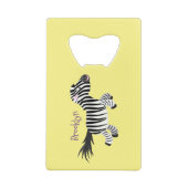 Cute grappige zebra lopende illustratie van cartoo creditkaart flessenopener (Achterkant)