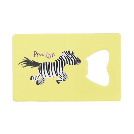 Cute grappige zebra lopende illustratie van cartoo creditkaart flessenopener (Voorkant (Horizontaal))