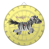Cute grappige zebra lopende illustratie van cartoo dartbord (Voorkant)