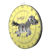 Cute grappige zebra lopende illustratie van cartoo dartbord (Voorkant Rechts)