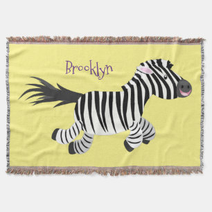 Cute grappige zebra lopende illustratie van cartoo deken