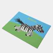 Cute grappige zebra lopende illustratie van cartoo deurmat (Schuin)