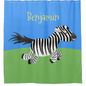 Cute grappige zebra lopende illustratie van cartoo douchegordijn (Voorkant)