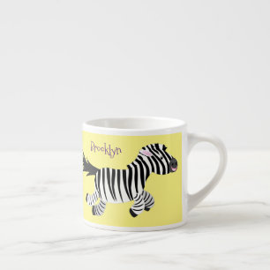Cute grappige zebra lopende illustratie van cartoo espresso kop