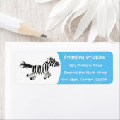 Cute grappige zebra lopende illustratie van cartoo etiket (Insitu)