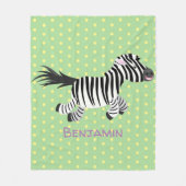 Cute grappige zebra lopende illustratie van cartoo fleece deken (Voorkant)