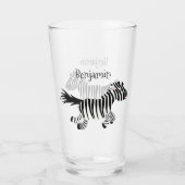 Cute grappige zebra lopende illustratie van cartoo glas (Voorkant)
