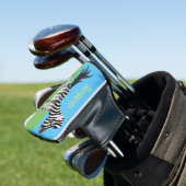 Cute grappige zebra lopende illustratie van cartoo golfheadcover (Insitu)