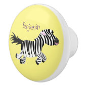 Cute grappige zebra lopende illustratie van cartoo keramische knop (Rechts)