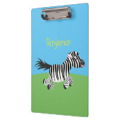 Cute grappige zebra lopende illustratie van cartoo klembord (Links)