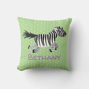 Cute grappige zebra lopende illustratie van cartoo kussen