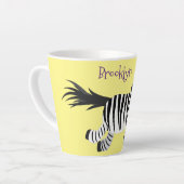 Cute grappige zebra lopende illustratie van cartoo latte mok (Linkerhoek)