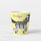 Cute grappige zebra lopende illustratie van cartoo latte mok (Voorkant)