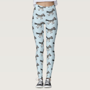 Cute grappige zebra lopende illustratie van cartoo leggings