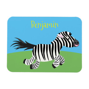 Cute grappige zebra lopende illustratie van cartoo magneet