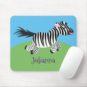 Cute grappige zebra lopende illustratie van cartoo muismat