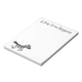 Cute grappige zebra lopende illustratie van cartoo notitieblok (Linkerzijde)