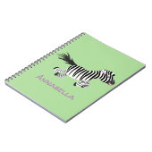 Cute grappige zebra lopende illustratie van cartoo notitieboek (Linkerzijde)